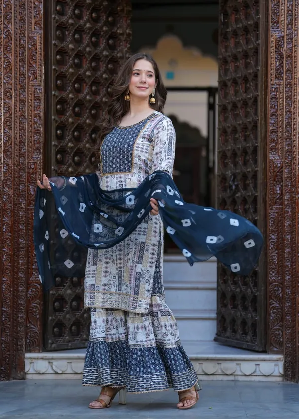 Navy_Blue_Rayon_Printed_Kurta_Sharara_Dupatta_Set_For_Women