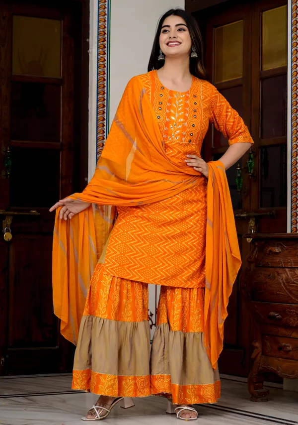 Orange_Rayon_Straight_Kurta_Palazzo_Dupatta_Set_For_Women