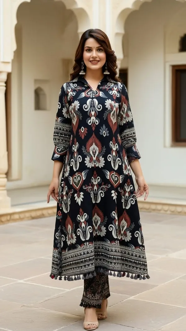 Black_Cotton-Silk_Straight_Floral_Printed_Kurta_Set_For_Women
