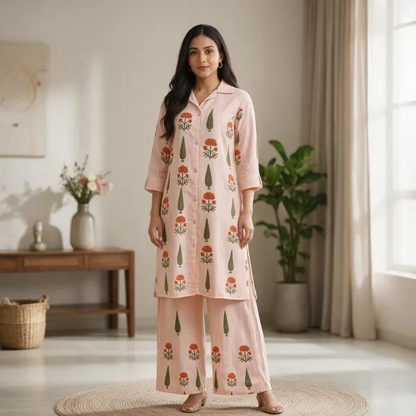 Pink_Cotton_Linen_Straight_Kurta_Set_For_Women