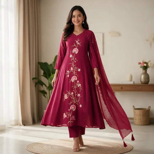 Magenta_Mal_Chanderi_Flared_Anarkali_Suit_Set_For_Women