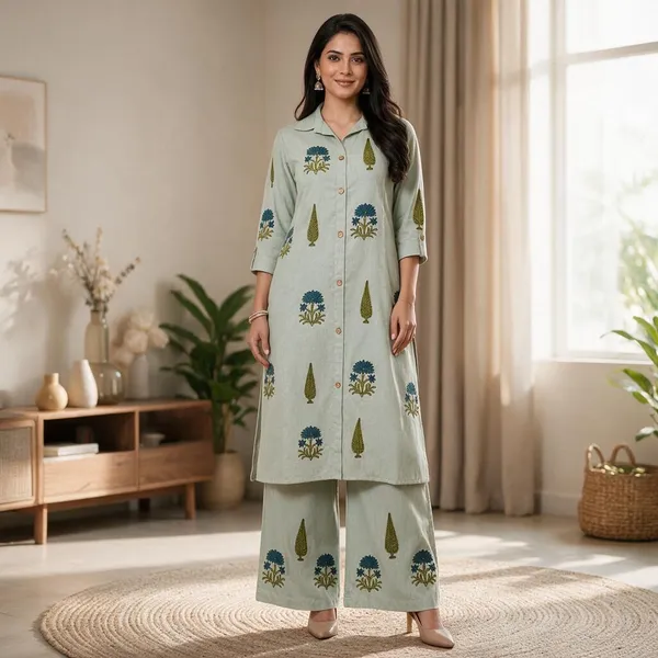 Mint_Green_Cotton_Linen_Straight_Printed_Kurta_Set_For_Women