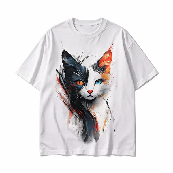 White_Cotton_Oversized_Cat_Graphic_T-Shirt_For_Women