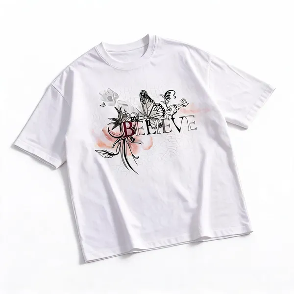 White_Cotton_Oversized_Floral_Butterfly_Graphic_T-Shirt_For_Women