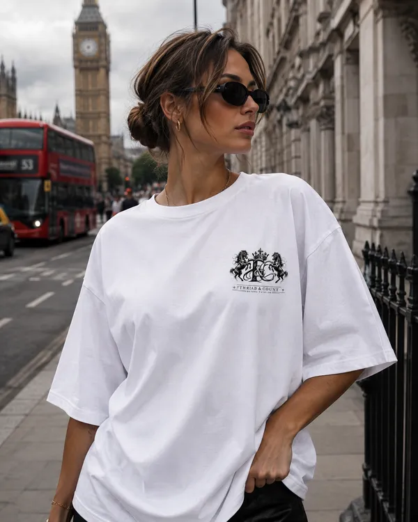 White_Cotton_Oversized_Crest_Print_T-Shirt_For_Women