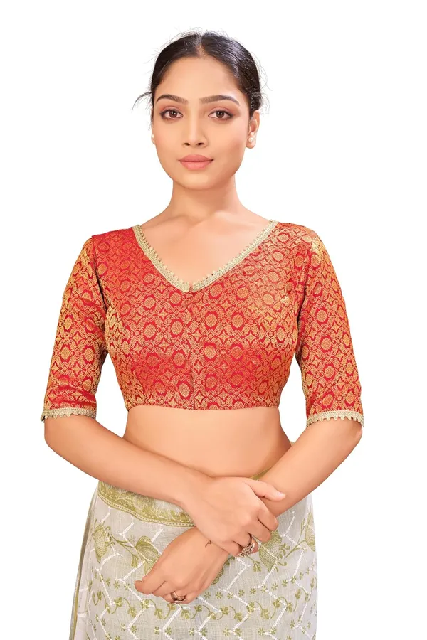Women_Woven_V_Neck_Saree_Blouse