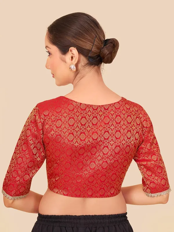 Women_Woven_V_Neck_Saree_Blouse