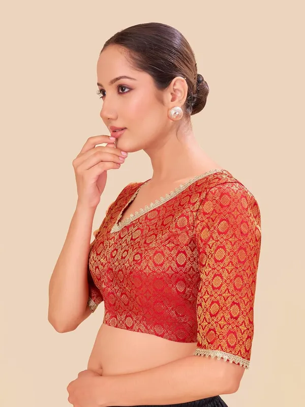 Women_Woven_V_Neck_Saree_Blouse