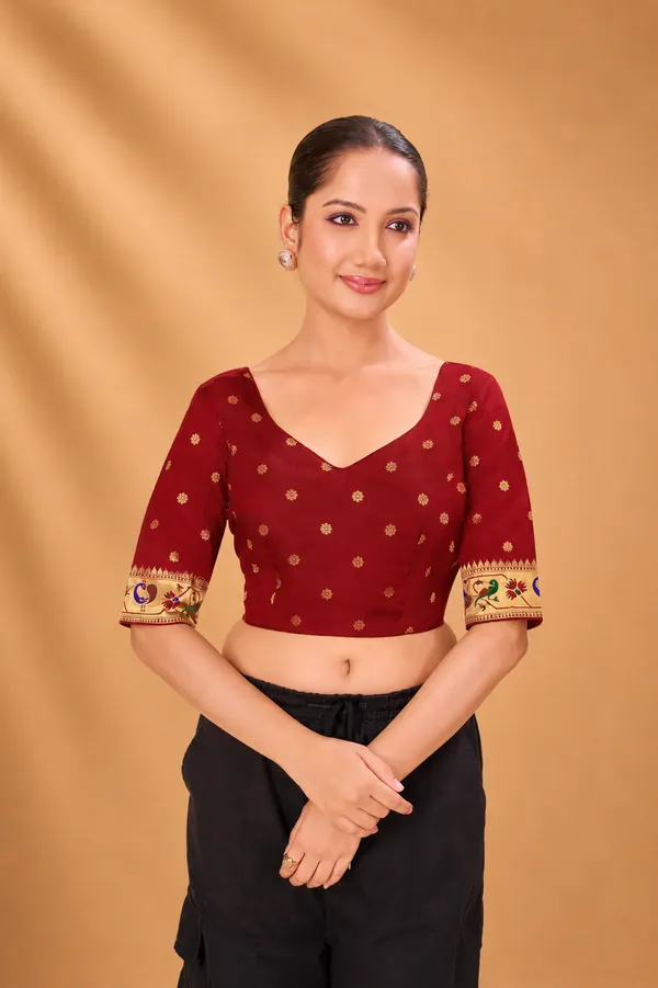 Women_Woven_Banarasi_Saree_Blouse