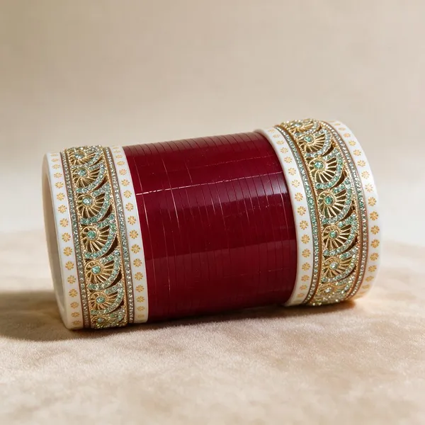 Red_Gold_Acrylic_Metal_Embellished_Bridal_Chooda_For_Women