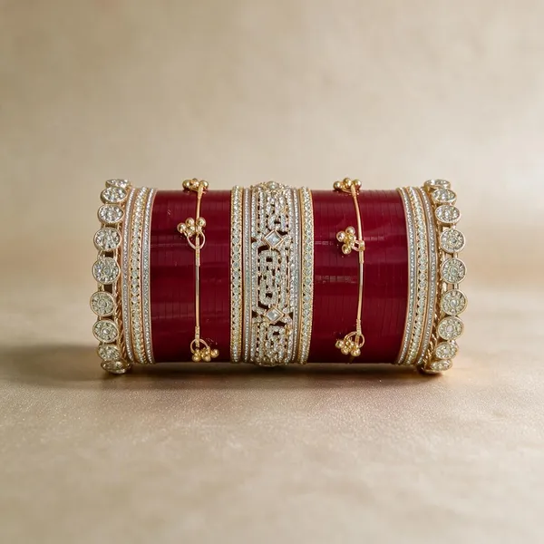 Red_Gold_Acrylic_Metal_Slim_Stone_Embellished_Bridal_Chooda_For_Women
