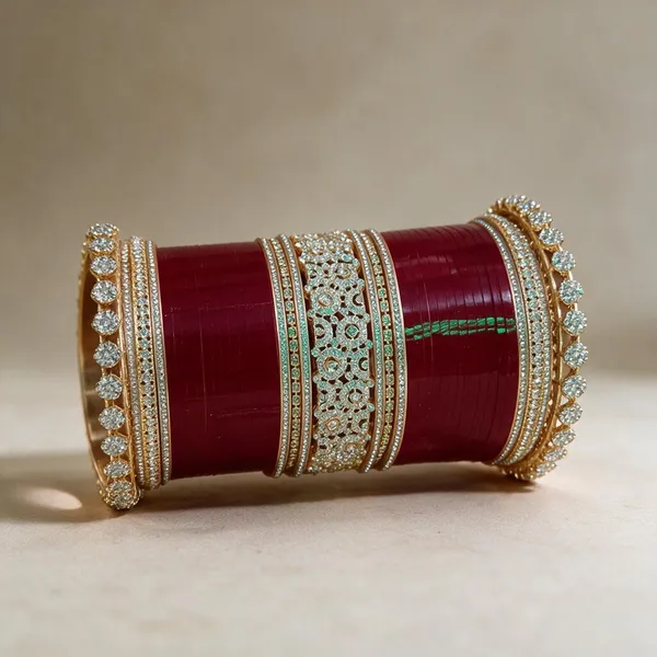 Red_Gold_Acrylic_Metal_Stone_Embellished_Chooda_Bangles_For_Women