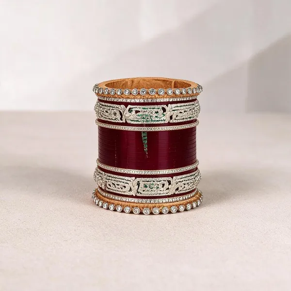 Red_Gold_Acrylic_Metal_Embellished_Stacked_Bridal_Chooda_For_Women