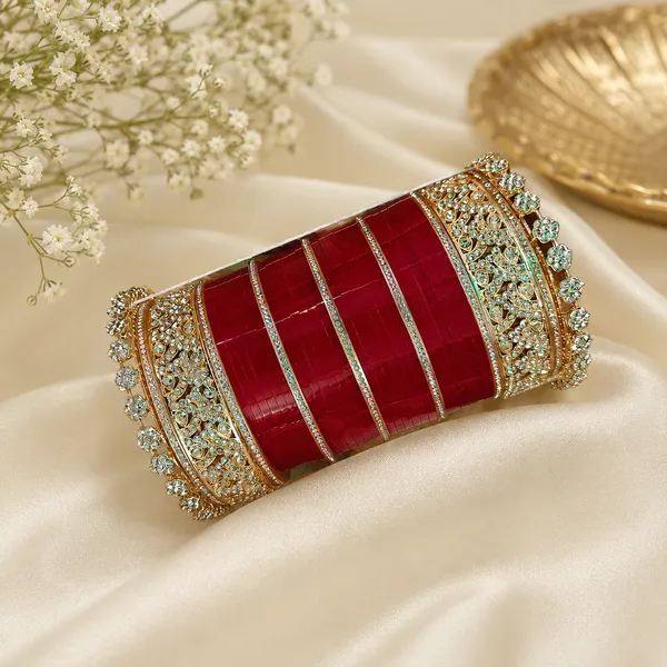 Red_Gold_Acrylic_Metal_Stone_Embellished_Bridal_Chooda_For_Women