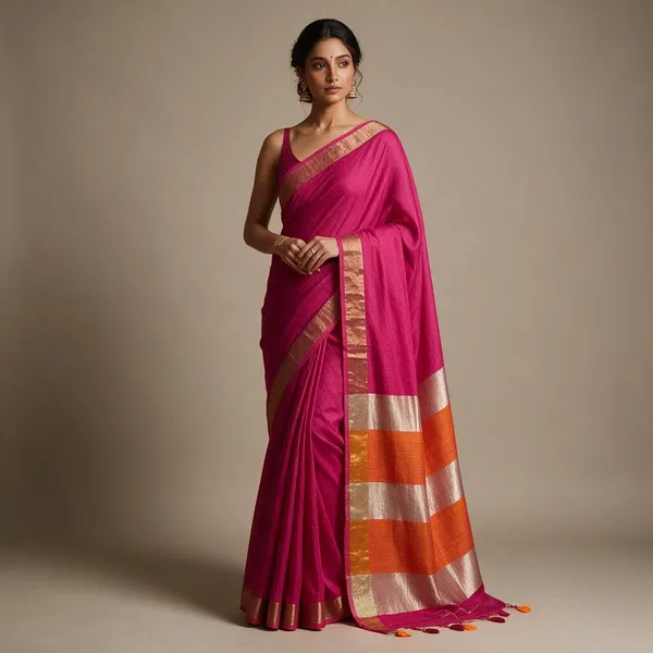 Pink_Khadi_Zari_Border_Saree_For_Women