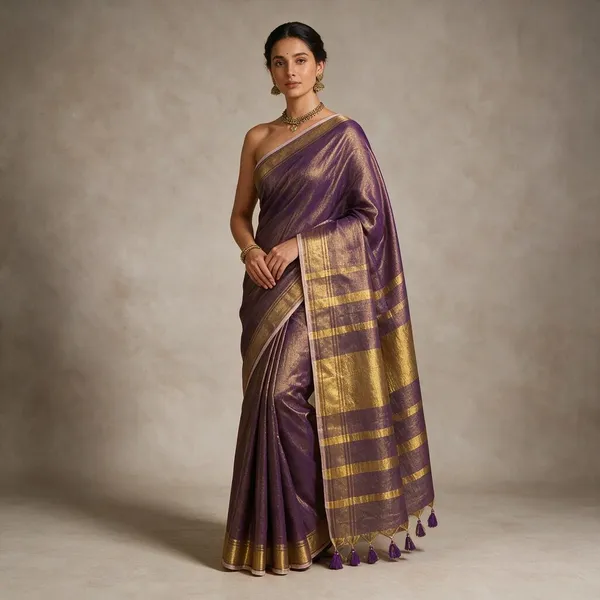 Purple_Cotton_Tissue_Saree