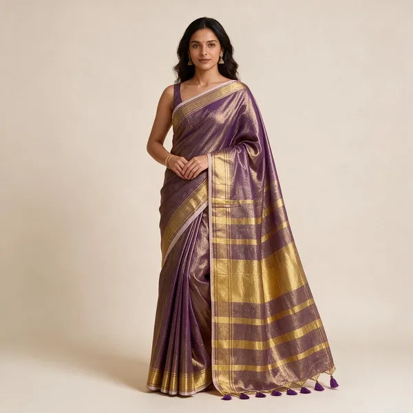 Purple_Cotton_Tissue_Saree