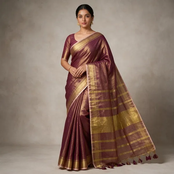 Magenta_Tissue_Cotton_Saree