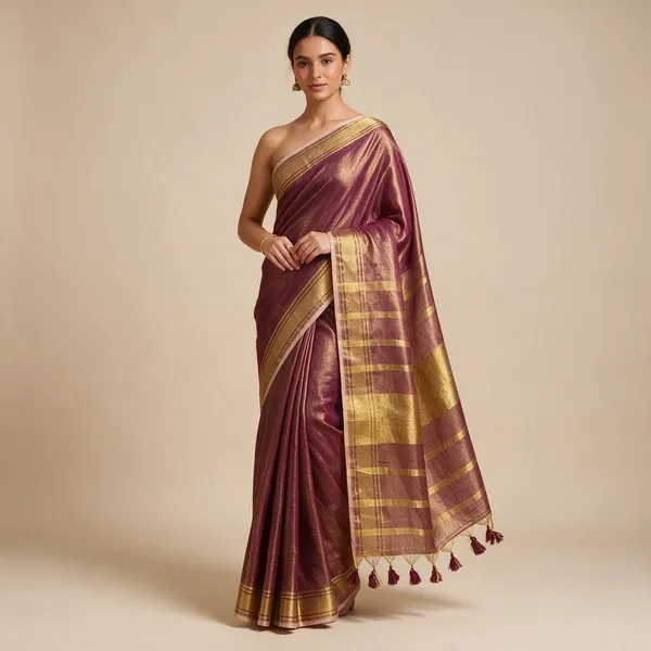 Magenta_Tissue_Cotton_Saree