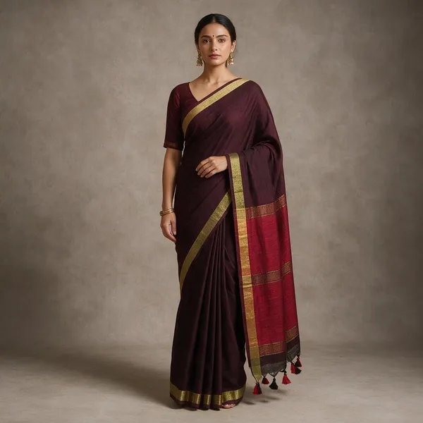 Black_&_Red_Khadi_Cotton_Saree