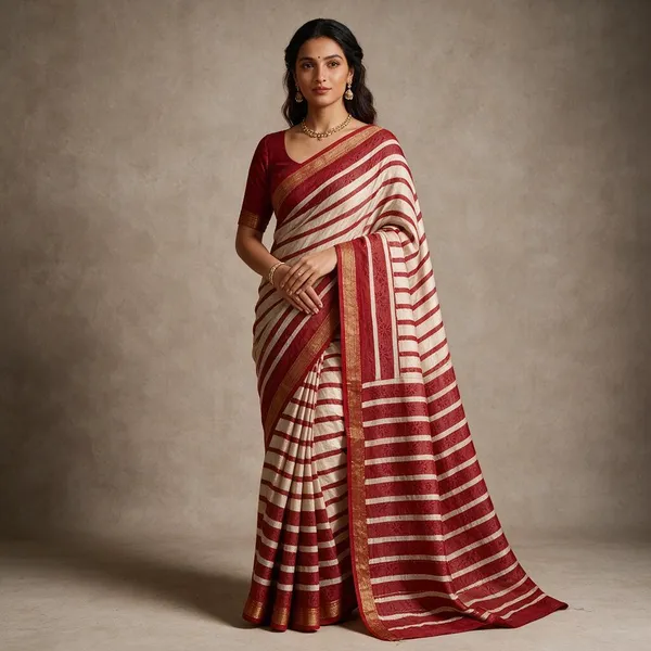 Red_&_Off_White_Maheshwari_Silk_Cotton_Block_Printed_Saree