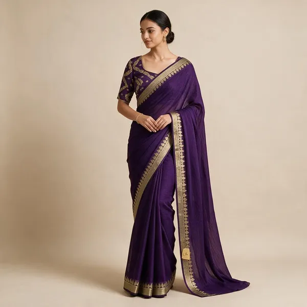 Blue_Chinon_Chiffon_Saree_With_Zari_Weaving_Border