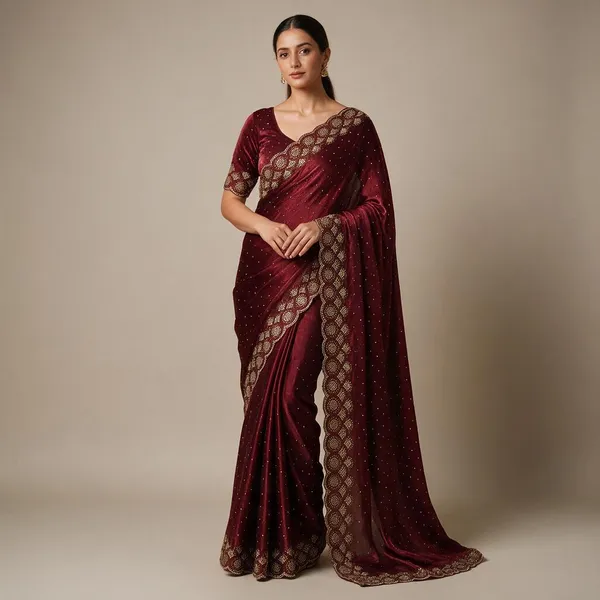 Red_Satin_Saree_With_Stone_&_Cutdana_Work