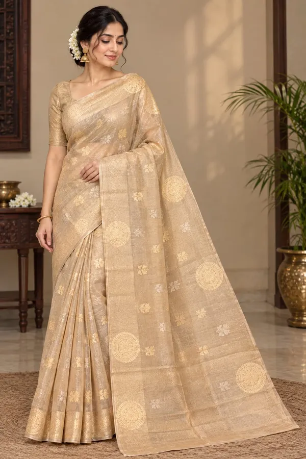 Pure_Golden_Kora_Benarasi_Saree_