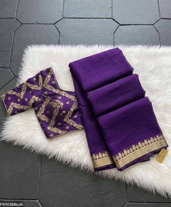 Blue_Chinon_Chiffon_Saree_With_Zari_Weaving_Border