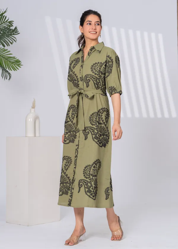 Light_Green_Cotton_Slub_Relaxed_Fit_Paisley_Shirt_Dress_For_Women