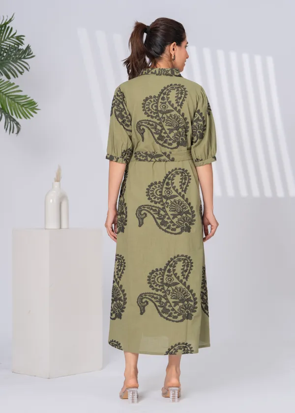Light_Green_Cotton_Slub_Relaxed_Fit_Paisley_Shirt_Dress_For_Women