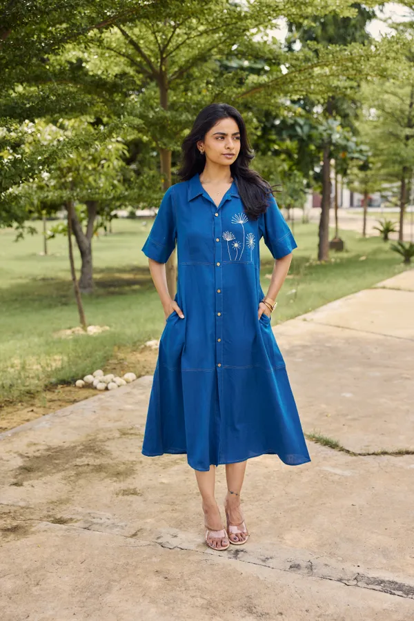 Royal_Blue_Cotton_Flex_Relaxed_Fit_Embroidered_Shirt_Dress_For_Women