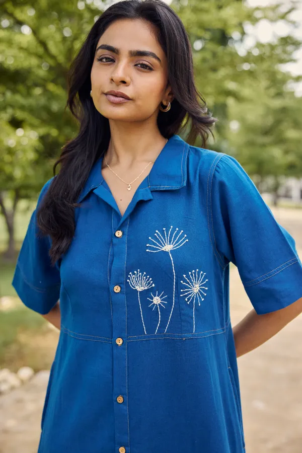 Royal_Blue_Cotton_Flex_Relaxed_Fit_Embroidered_Shirt_Dress_For_Women