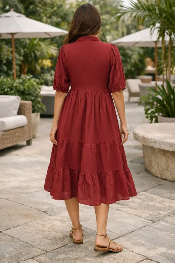 Maroon_Cotton_Cambric_A-Line_Embroidered_Midi_Dress_For_Women