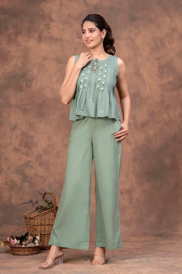 Mint_Green_Cotton_Cambric_Pleated_Sleeveless_Co-Ord_Set_For_Women