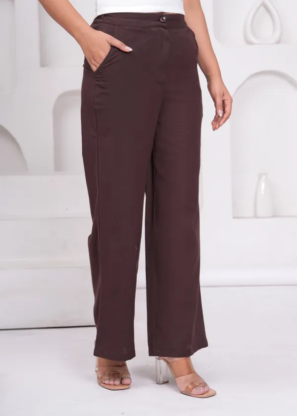 Coffee_Brown_Cotton_Flex_Wide_Leg_Trousers_For_Women