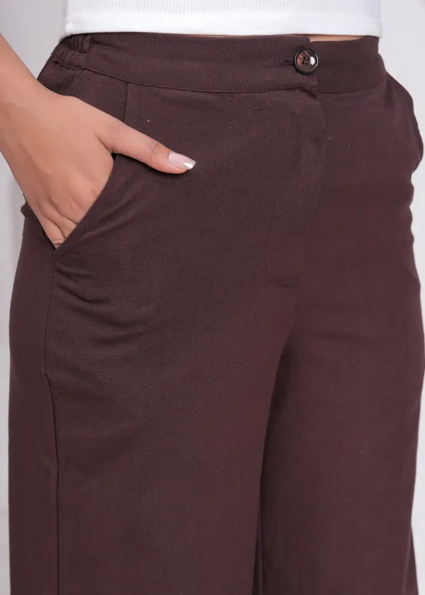 Coffee_Brown_Cotton_Flex_Wide_Leg_Trousers_For_Women