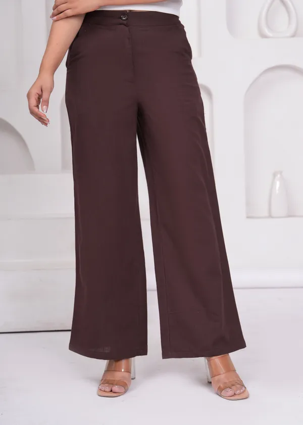 Coffee_Brown_Cotton_Flex_Wide_Leg_Trousers_For_Women