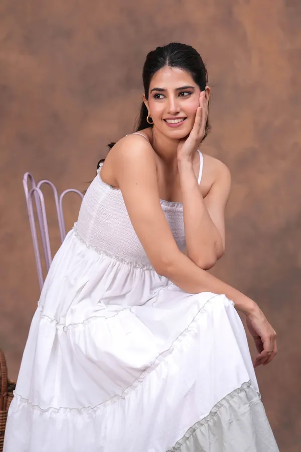 White_Cotton_Smocked_Strappy_Tiered_Maxi_Dress_For_Women