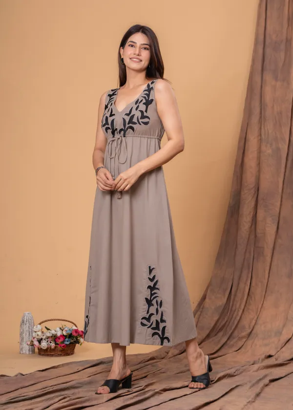 Grey_Cotton_Slub_Sleeveless_A-Line_Floral_Maxi_Dress_For_Women