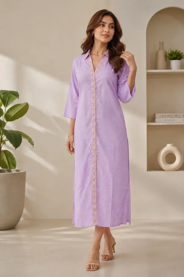 Lavender_Belted_Shirt_Dress_For_Women
