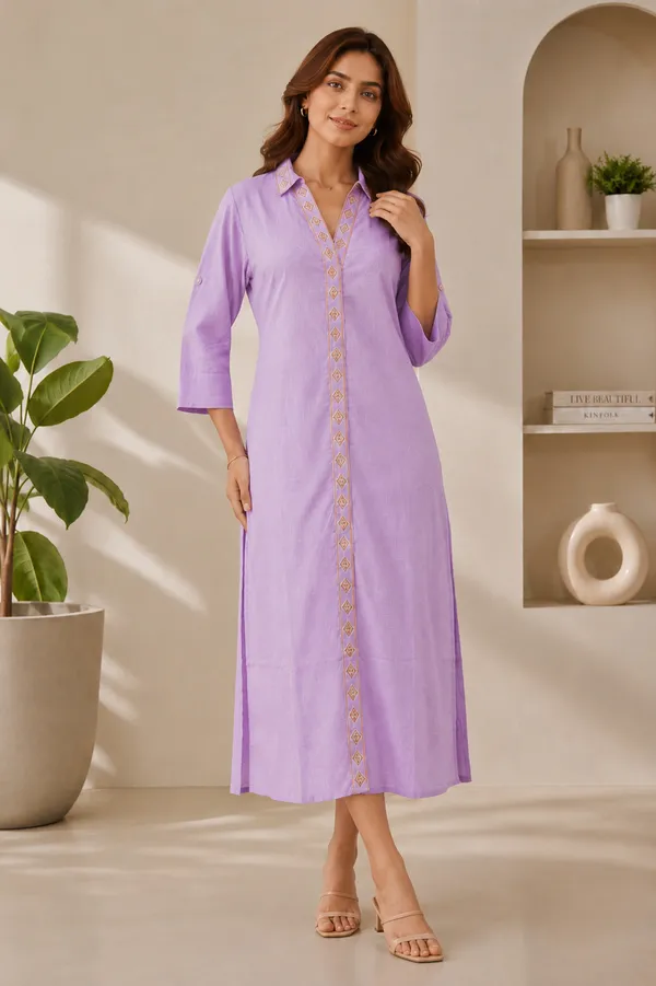 Lavender_Belted_Shirt_Dress_For_Women