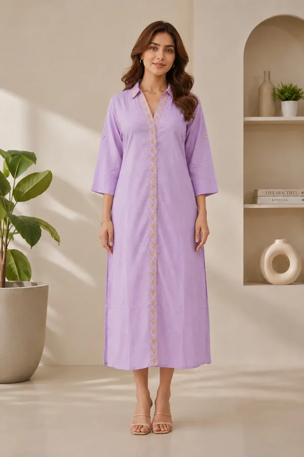 Lavender_Belted_Shirt_Dress_For_Women