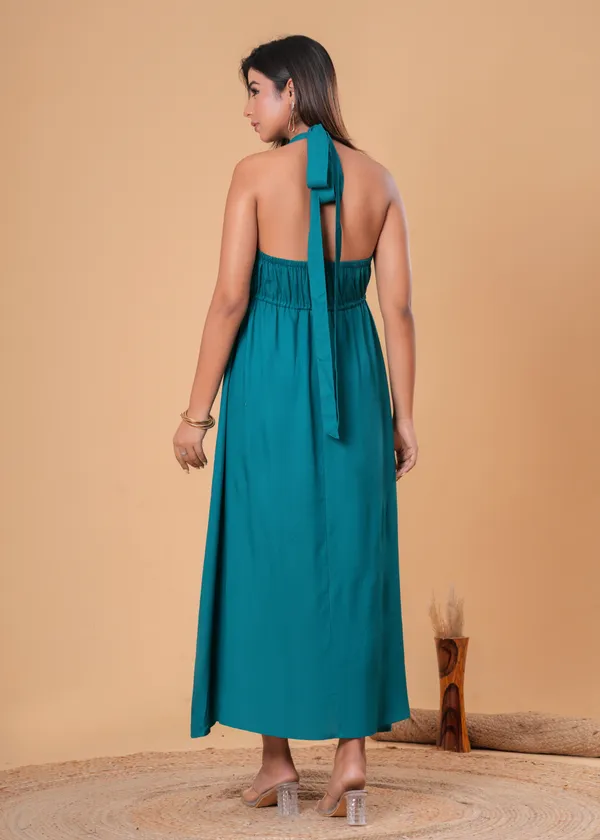 Teal_Halter_Maxi_Dress_For_Women