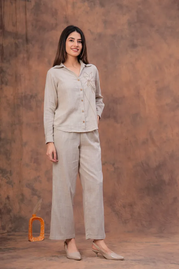 Beige_Textured_Straight_Fit_Trousers_For_Women