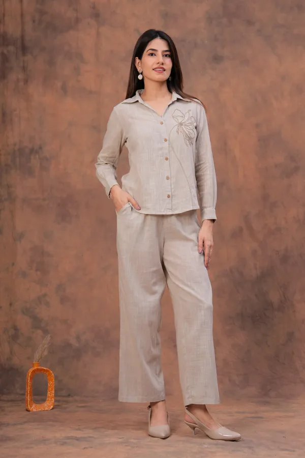 Beige_Textured_Straight_Fit_Trousers_For_Women