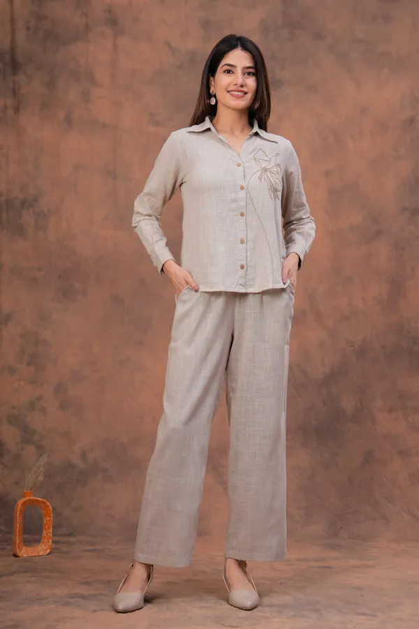 Beige_Textured_Straight_Fit_Trousers_For_Women