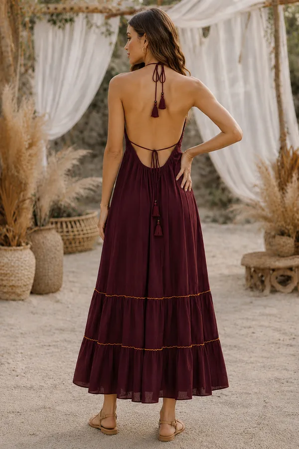 Burgundy_Embroidered_Halter_Maxi_Dress_For_Women