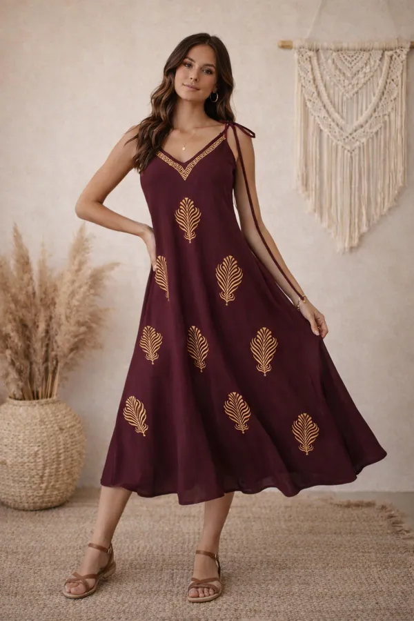 Maroon_Printed_A-Line_Maxi_Dress_For_Women
