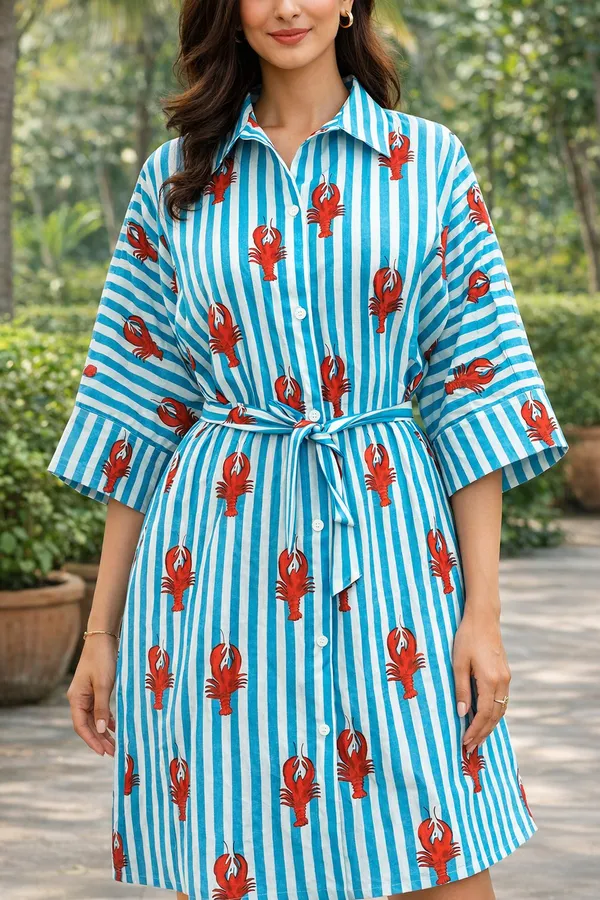 Blue_Striped_Printed_Shirt_Dress_For_Women